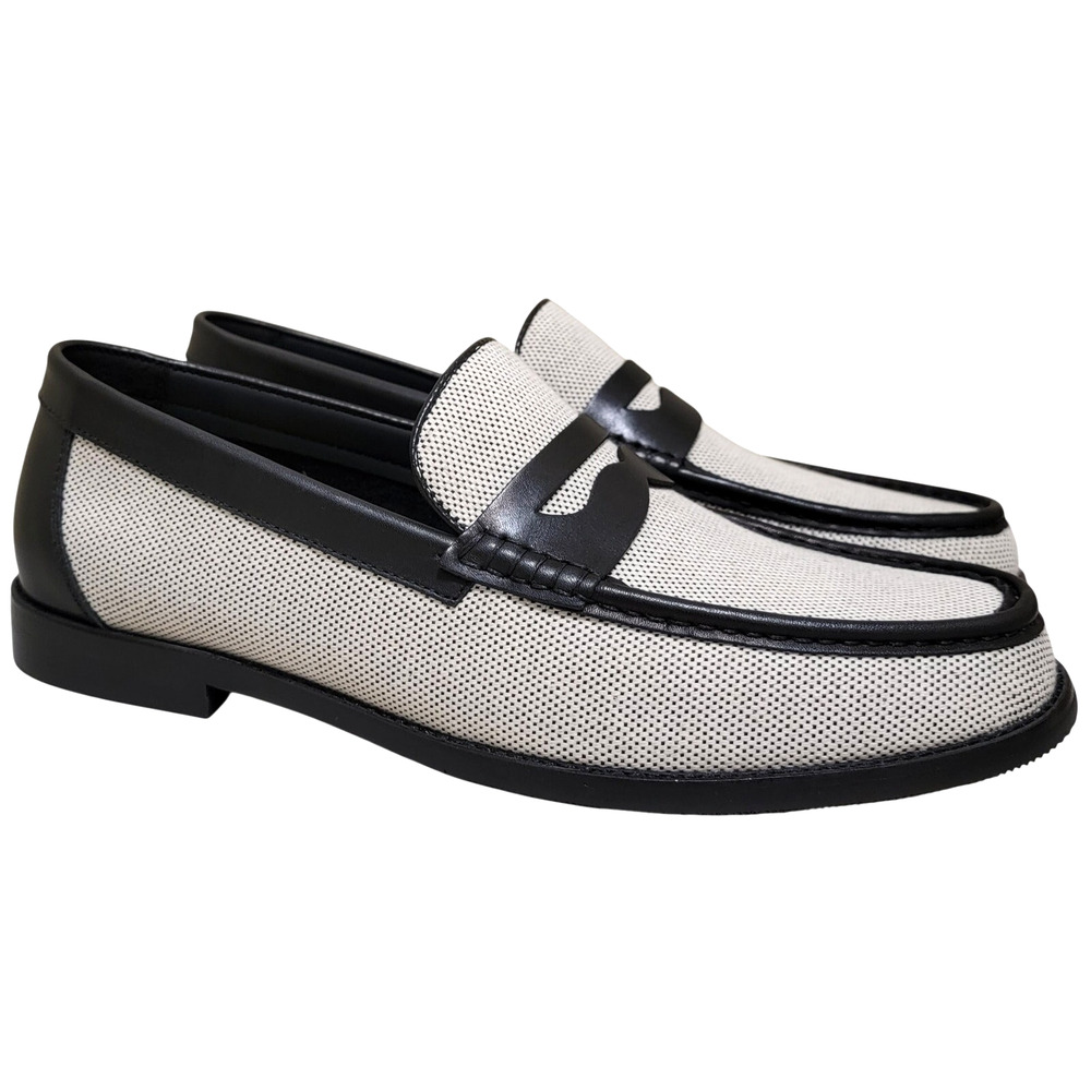 Steve Madden Men Cornelius Slip On Penny Loafers Size US 11.5M/12M Black Beige